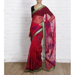 Magenta Kora Silk Saree