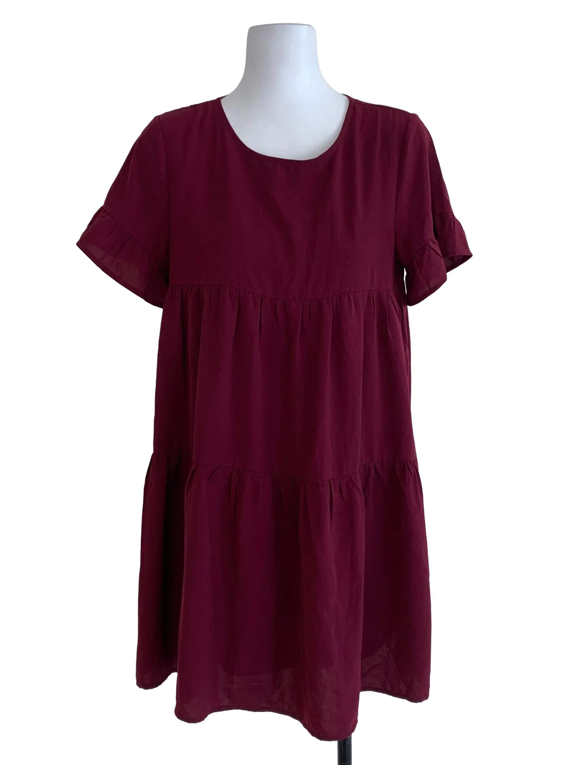 Magenta Pink Plain A-Line Dress
