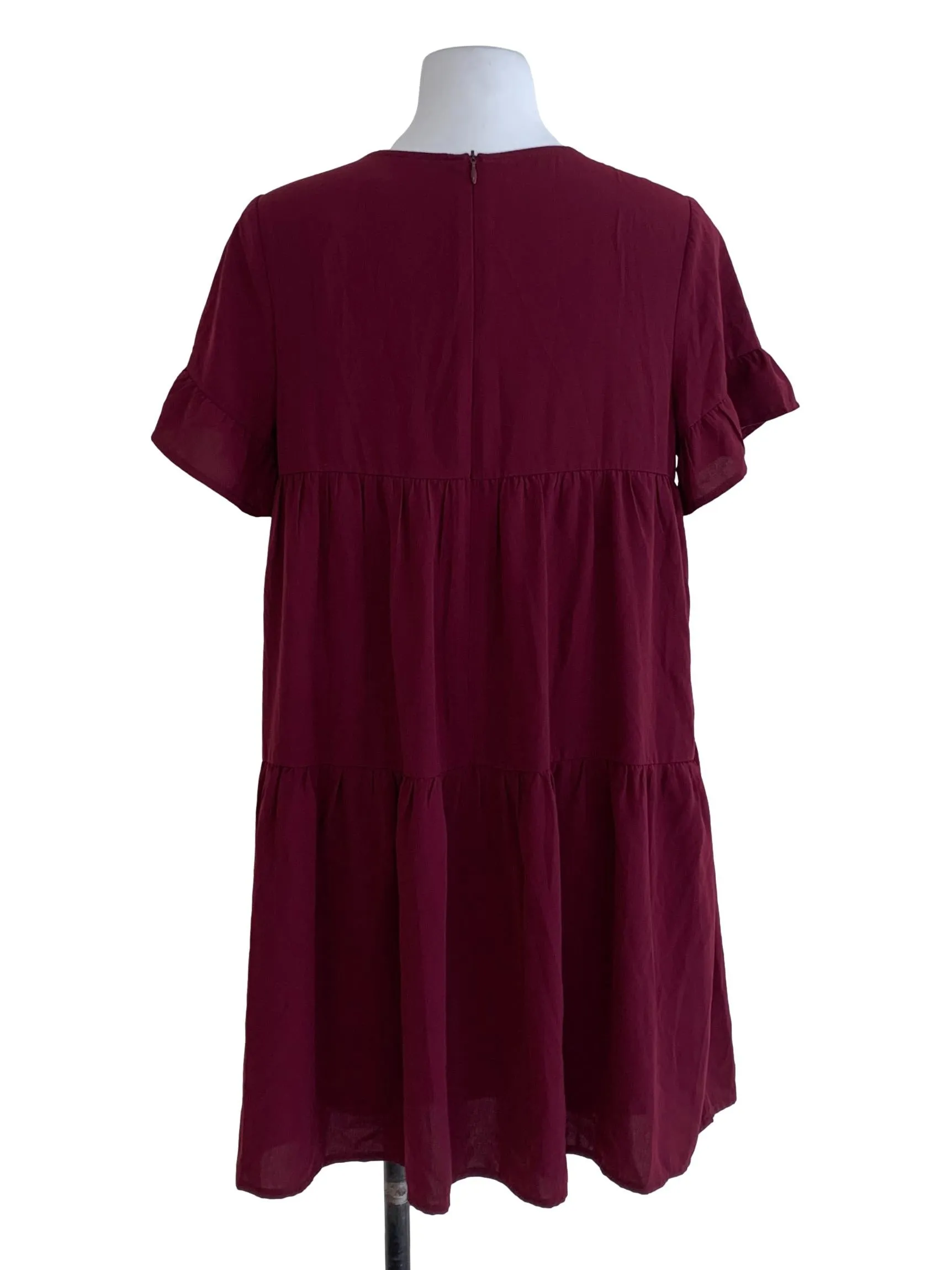 Magenta Pink Plain A-Line Dress