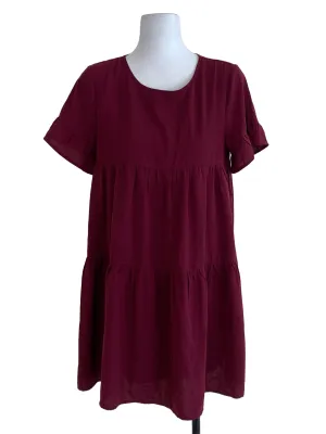 Magenta Pink Plain A-Line Dress
