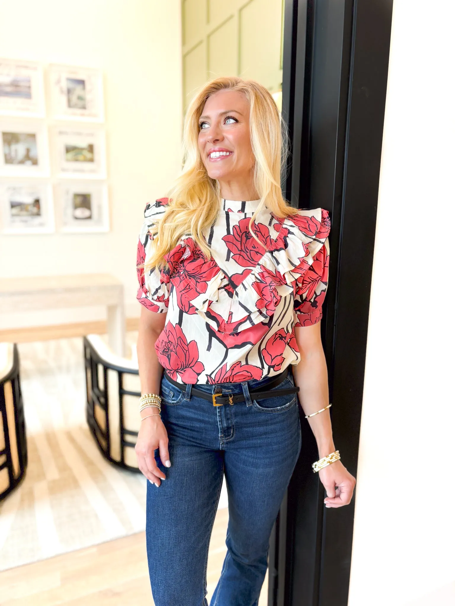Make It Known Floral Blouse in Red