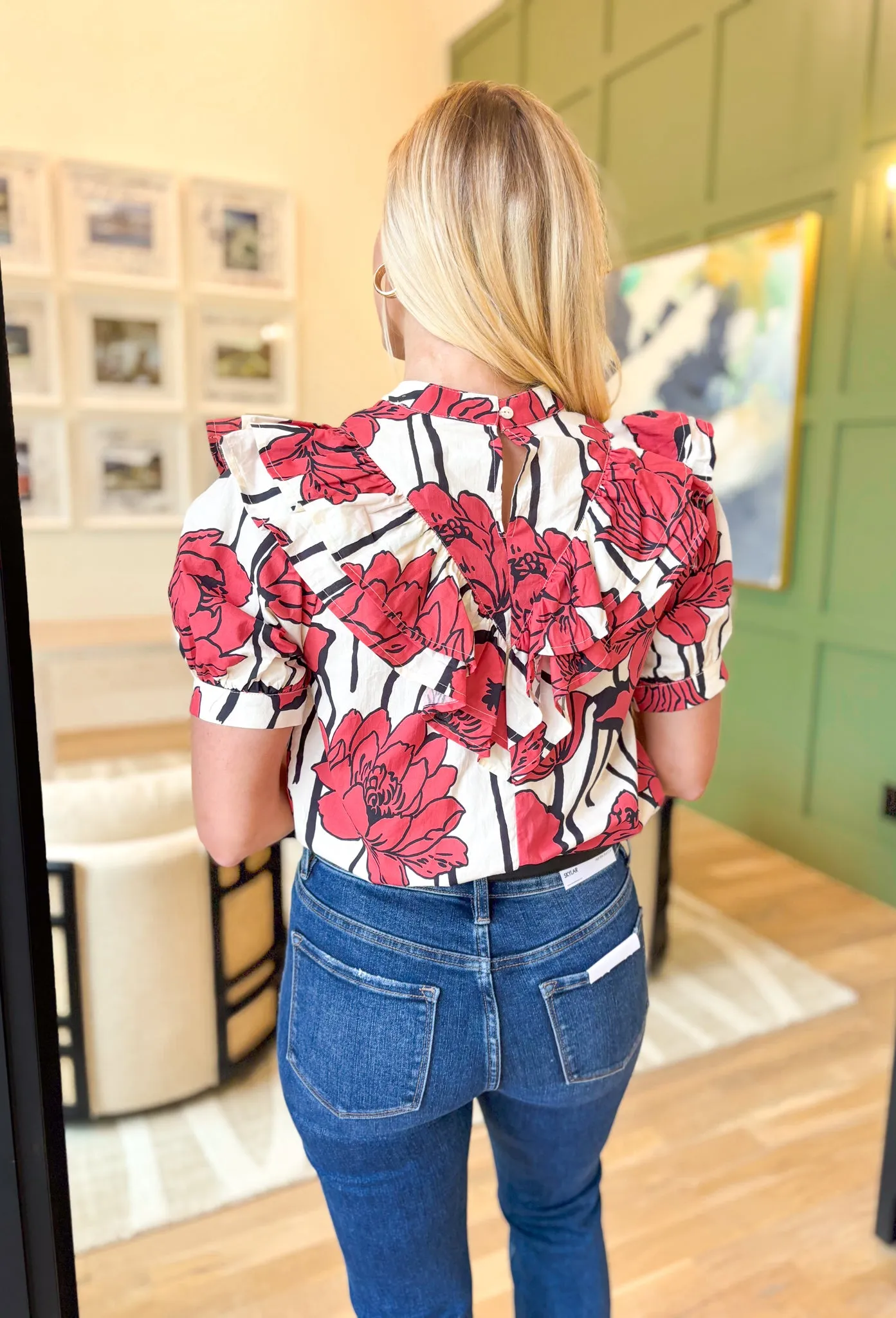 Make It Known Floral Blouse in Red