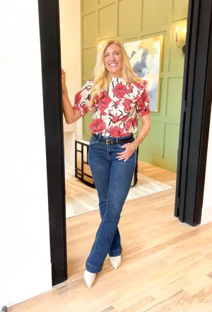 Make It Known Floral Blouse in Red