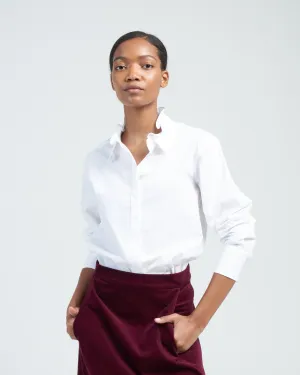 man's shirt w/ frill - white