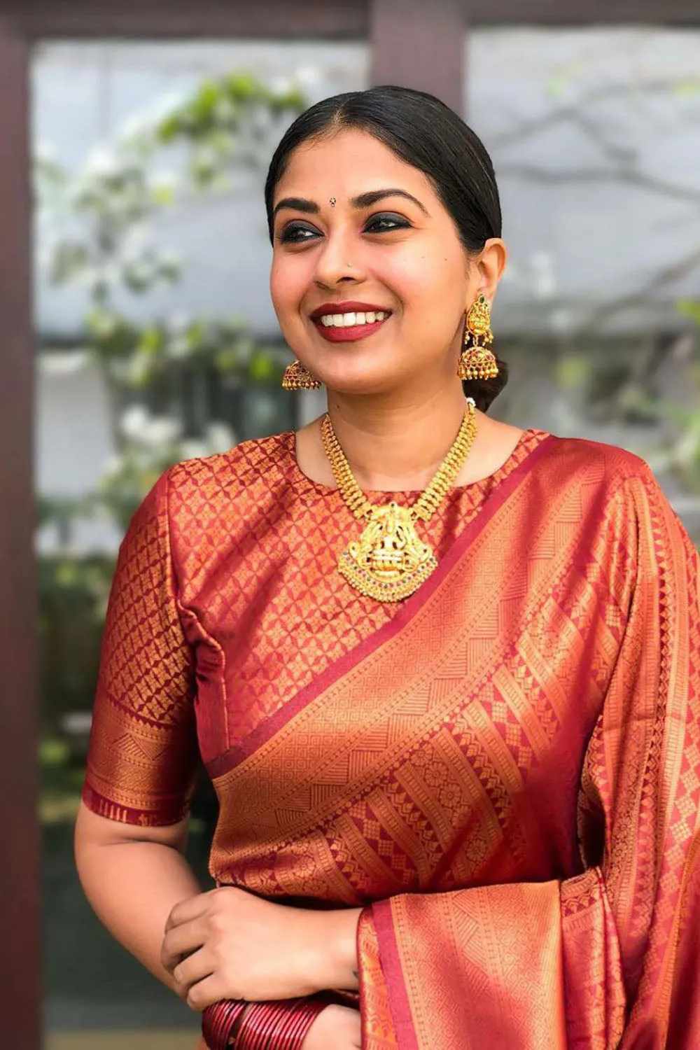 Maroon Banarasi Silk Saree With Weaving Work