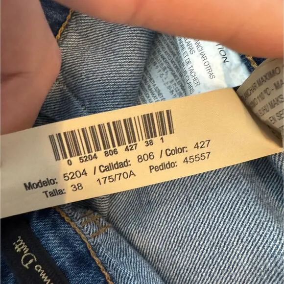 MASSIMO DUTTI Pencil Denim Jean Front Slit Pocketed Midi Skirt