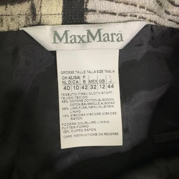 MaxMara cotton and linen black white pencil skirt