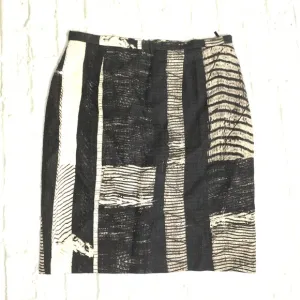 MaxMara cotton and linen black white pencil skirt