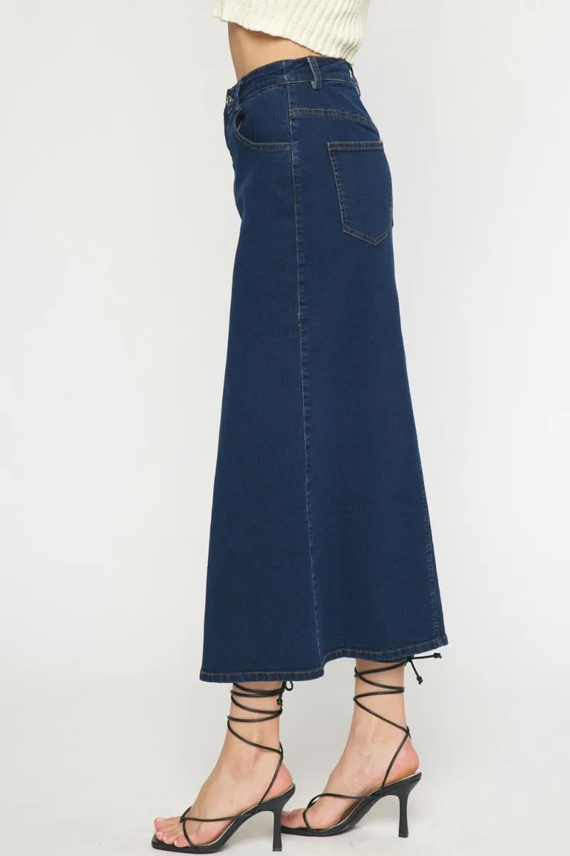 Mid Length Denim Skirt {Dark Wash}