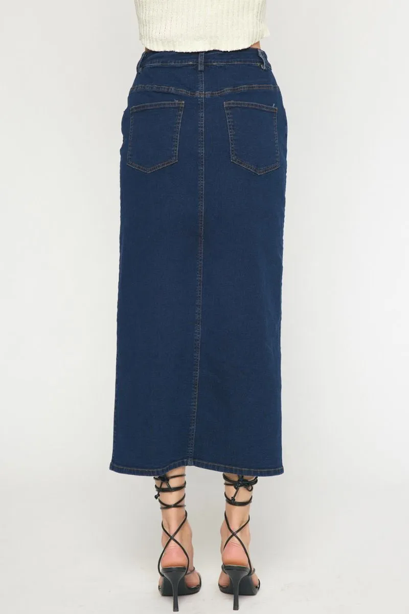 Mid Length Denim Skirt {Dark Wash}