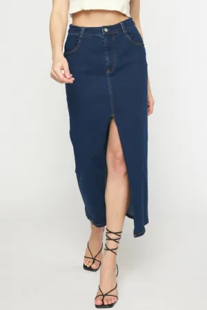 Mid Length Denim Skirt {Dark Wash}