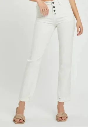 Mid Rise Tummy Control Jeans- White
