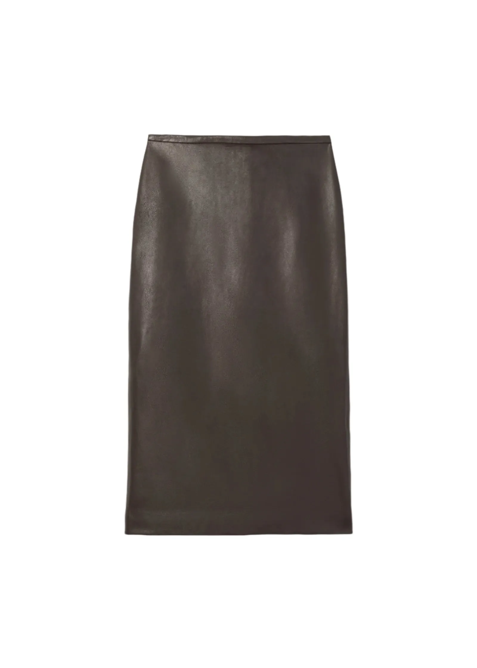 Midi Pencil Skirt in Glove Leather - Chocolate