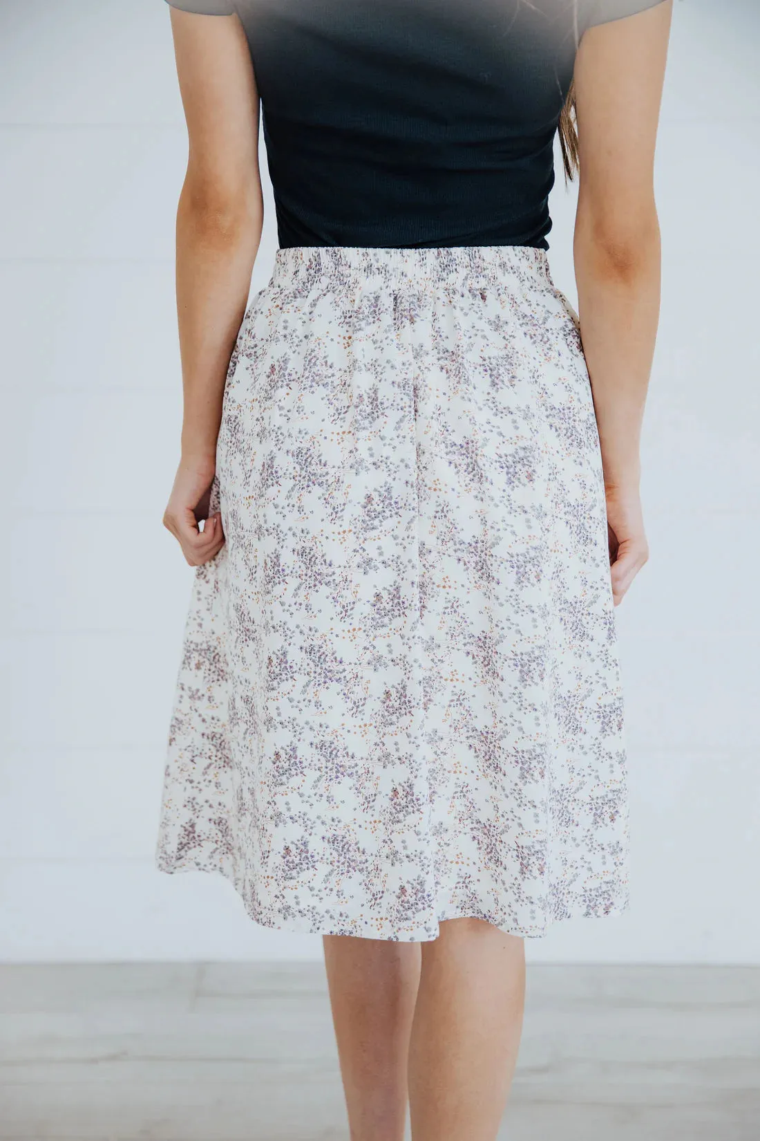 Midi Slip Skirt in Misty Bloom