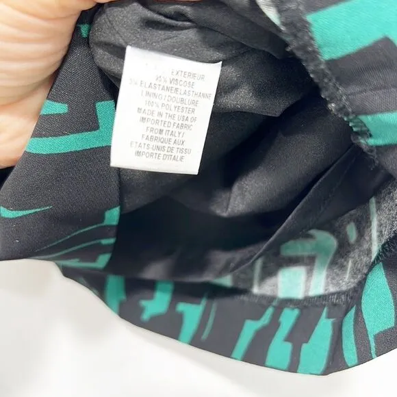 Milly New York Mini Skirt Pencil Skirt Geometric Black and Green size 10