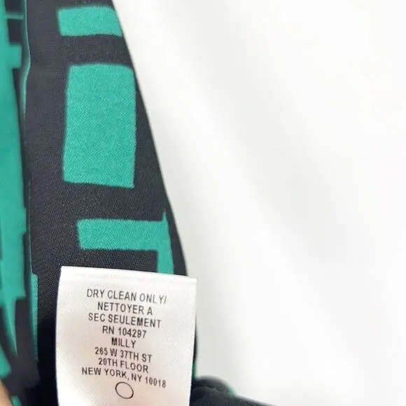 Milly New York Mini Skirt Pencil Skirt Geometric Black and Green size 10