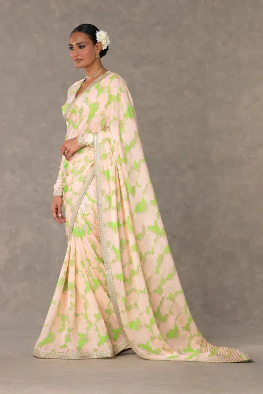 Mint Candy Swirl Organza Saree