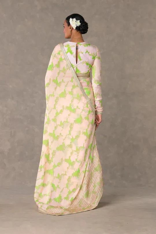 Mint Candy Swirl Organza Saree