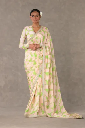 Mint Candy Swirl Organza Saree