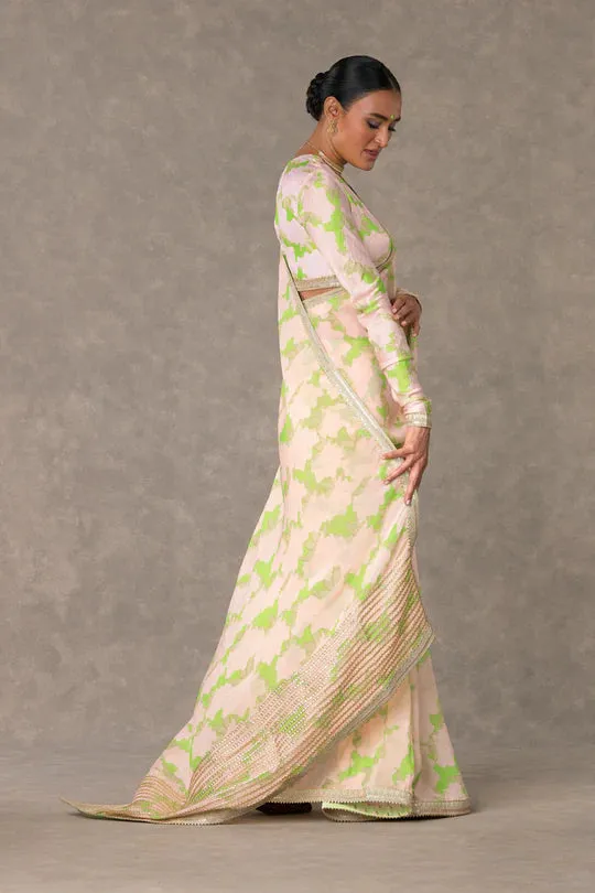 Mint Candy Swirl Organza Saree