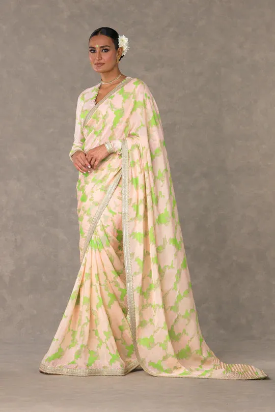 Mint Candy Swirl Organza Saree