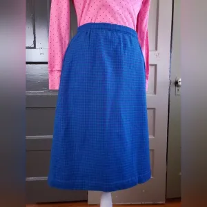 Miss Pendleton 100% Wool Lined Midi Pencil Skirt Green/Purple Houndstooth S