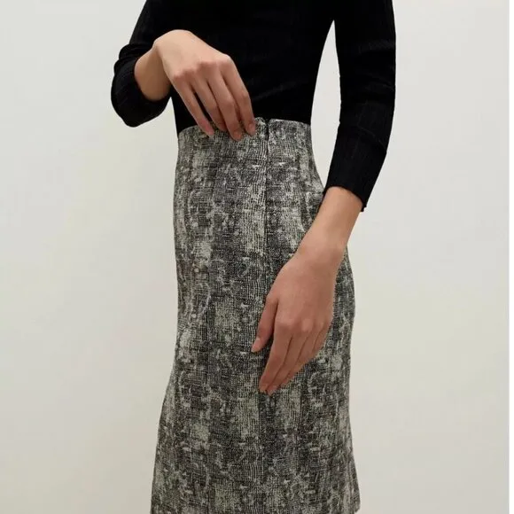 MM Lafleur Women's Size 8 Neutral Toned Noho Pencil Skirt in Crackle Print