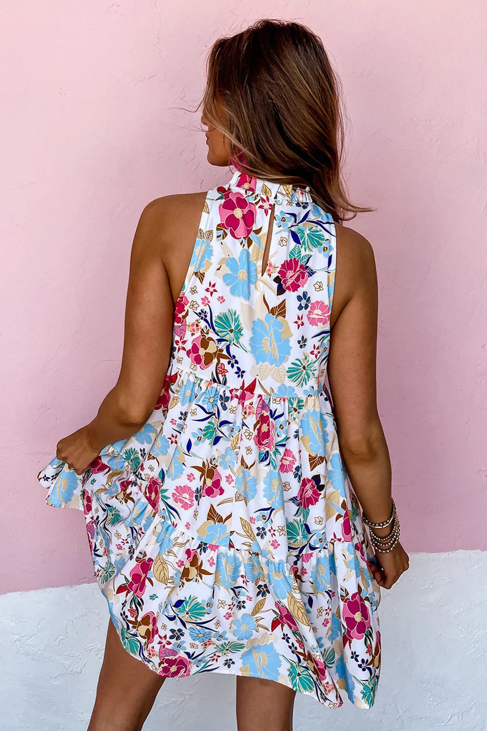 Mock Neck Floral Dress