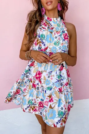 Mock Neck Floral Dress