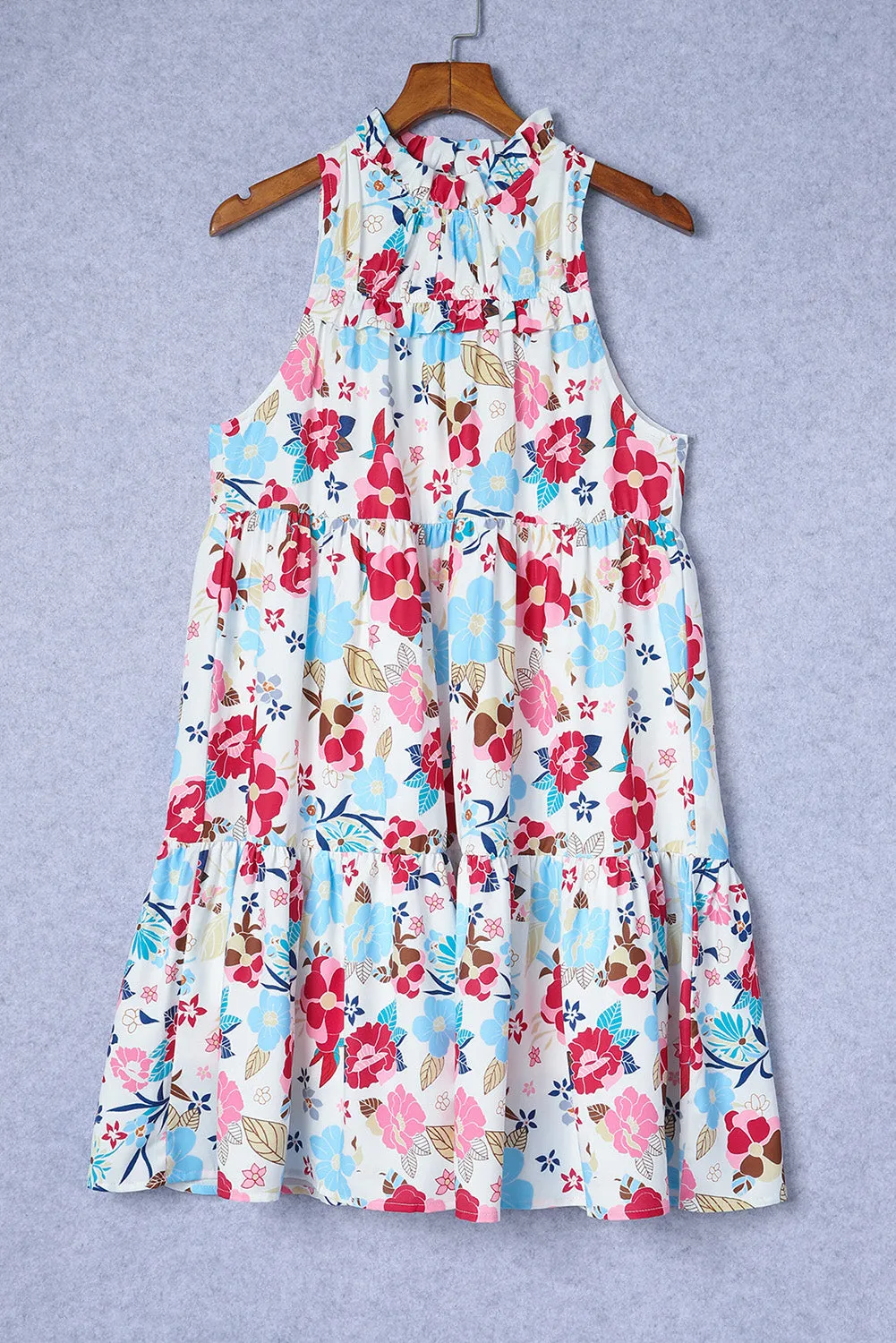 Mock Neck Floral Dress