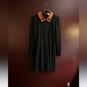 Modcloth Black and Orange Peter Pan Collar Knee-Length Dress