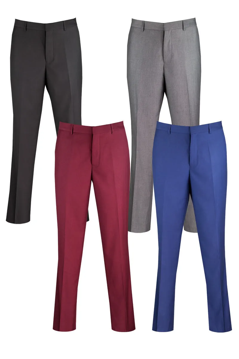 Modern Fit Flat Front Pre-Hemmed Dress Pants (Blue) OM-TR