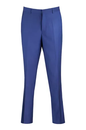 Modern Fit Flat Front Pre-Hemmed Dress Pants (Blue) OM-TR