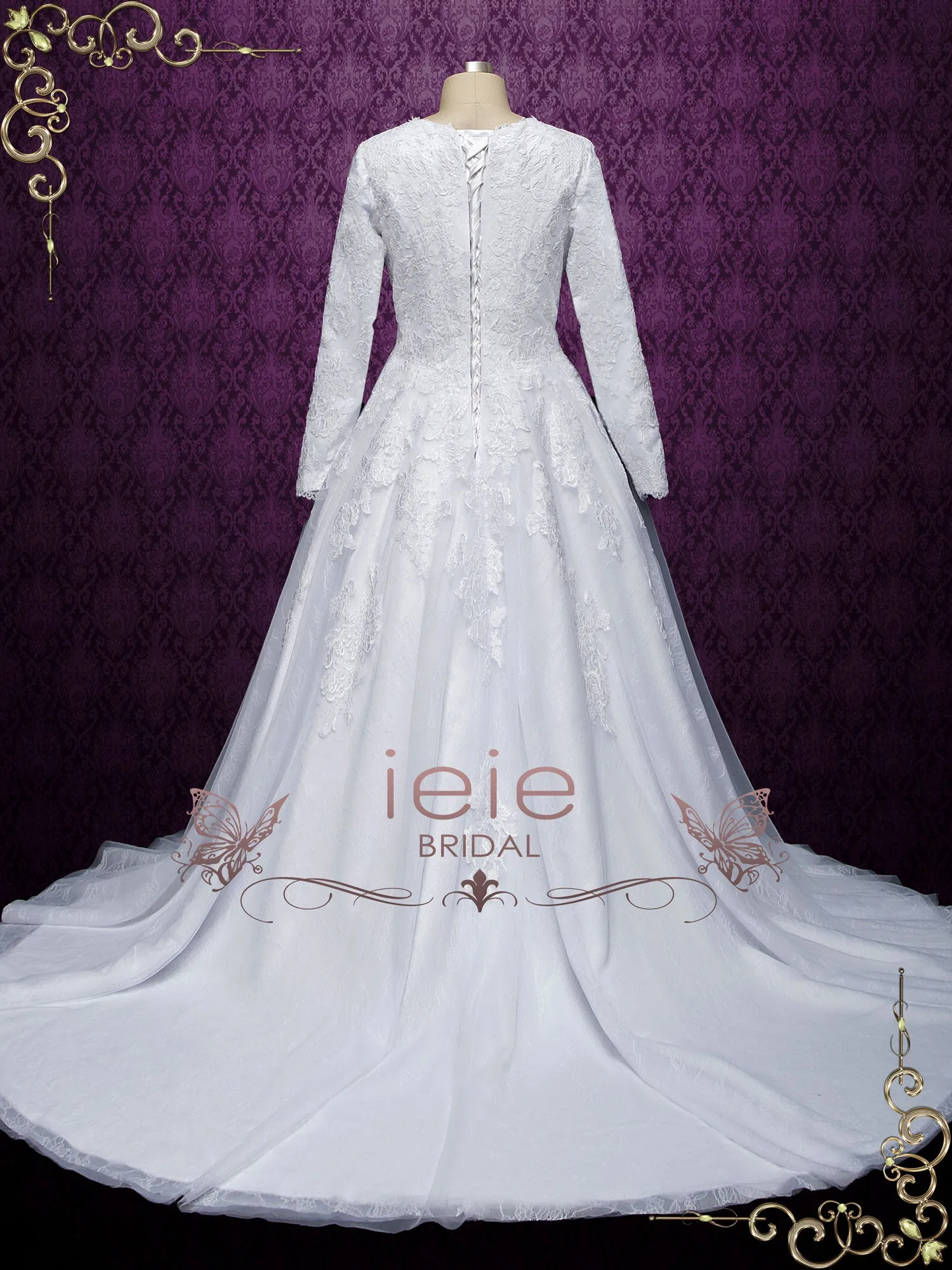 Modest Lace Wedding Dress with Long Sleeves MAKAYLA