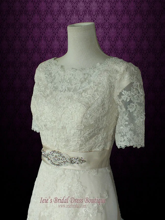 Modest Wedding Dress with Sleeves Vintage Lace LAURA