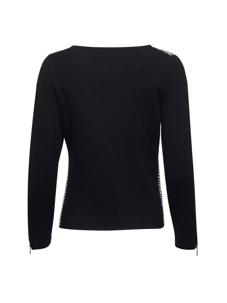 Monochrome Striped Cashmere Cardigan