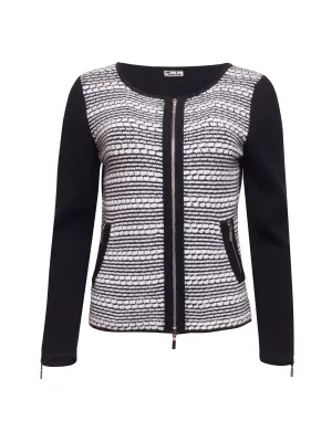 Monochrome Striped Cashmere Cardigan
