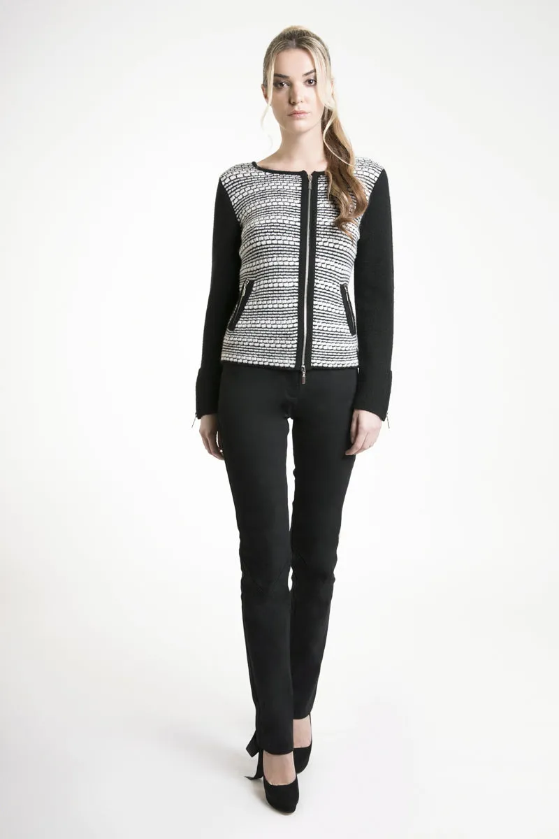 Monochrome Striped Cashmere Cardigan
