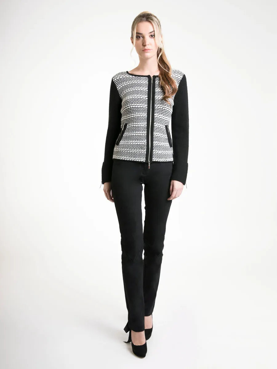 Monochrome Striped Cashmere Cardigan
