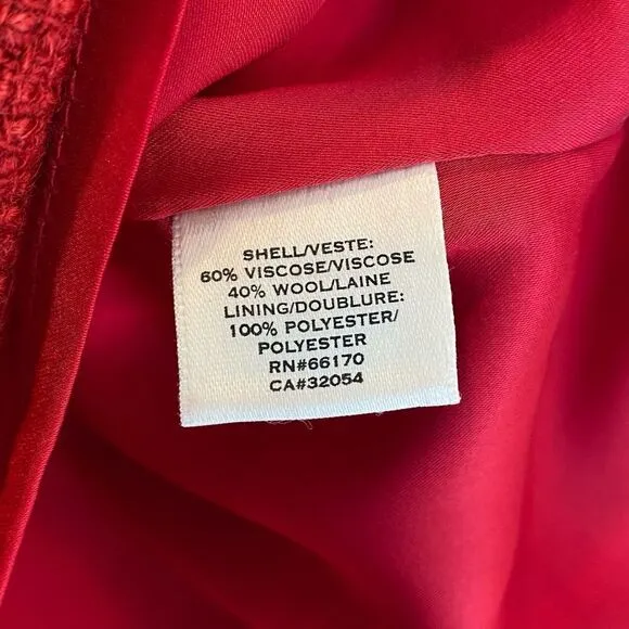 Moulinette Soeurs Anthropologie Red Wool Blend Tweed Pencil Skirt Women's 2