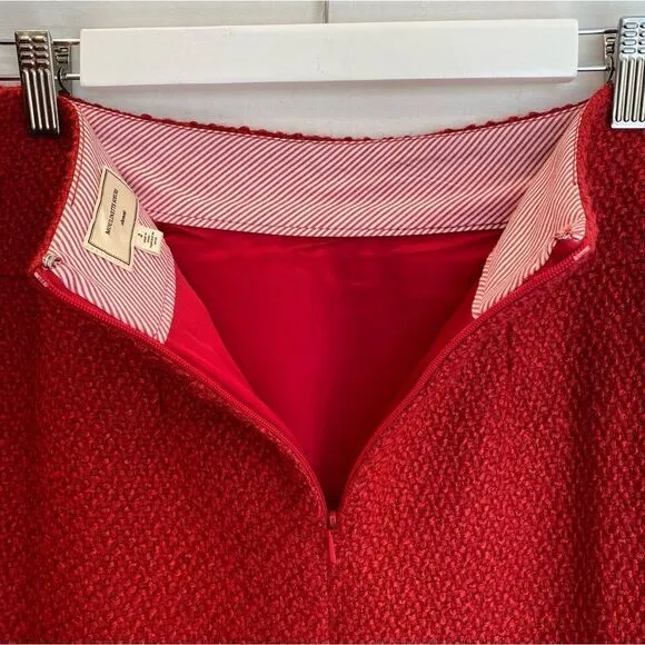Moulinette Soeurs Anthropologie Red Wool Blend Tweed Pencil Skirt Women's 2