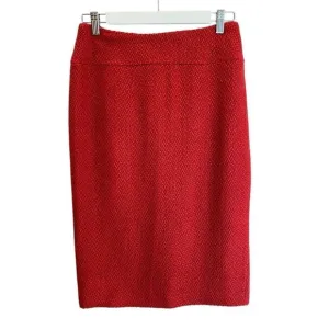 Moulinette Soeurs Anthropologie Red Wool Blend Tweed Pencil Skirt Women's 2