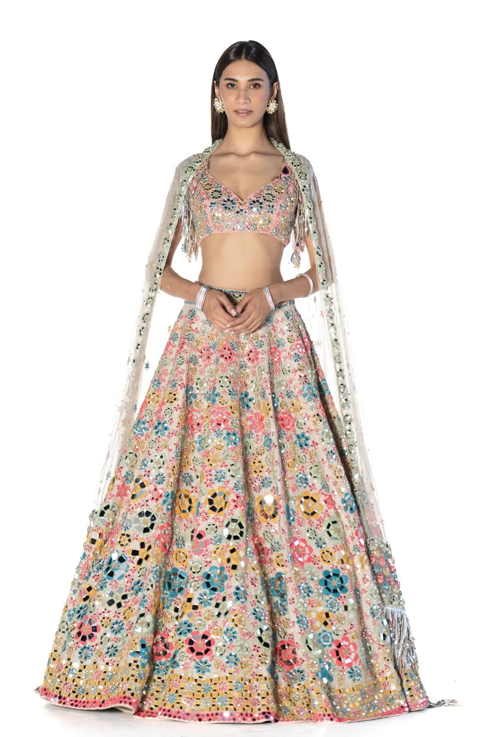 Multicoloured Floral Pattern Lehenga