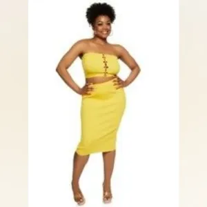 Multiple-2piece Plus tube top &amp; pencil skirt; Yellow, Blue &amp; Green (3sets)-NEW