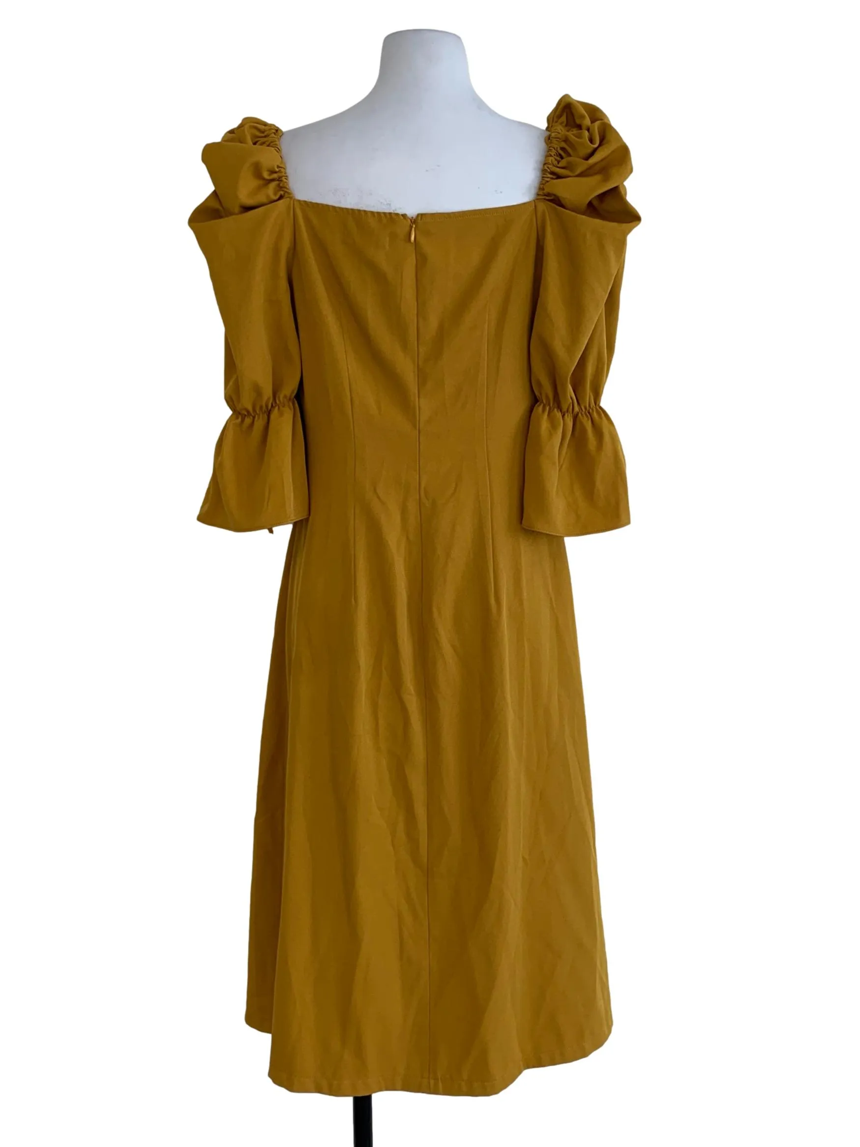 Mustard Plain Buttoned Down Sheath Dress
