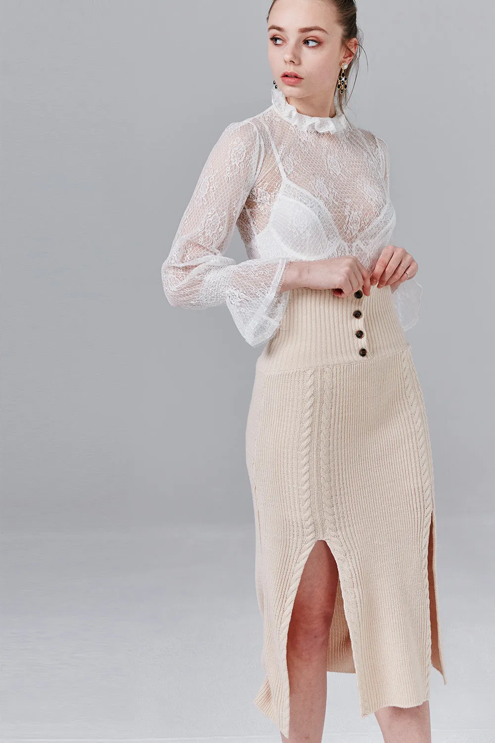 Naomi M-Slit Knit Skirt