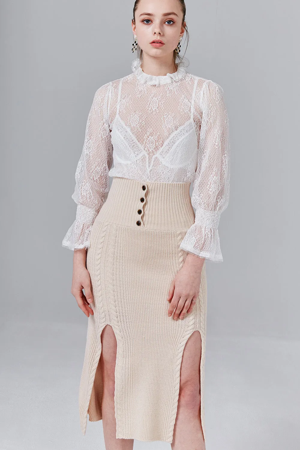 Naomi M-Slit Knit Skirt