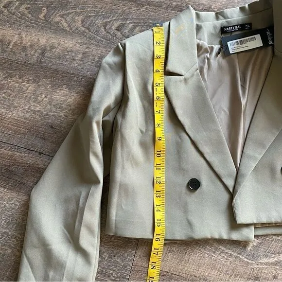 Nasty Gal Cropped Jacket Taupe Brown NEW Minimalist US 4