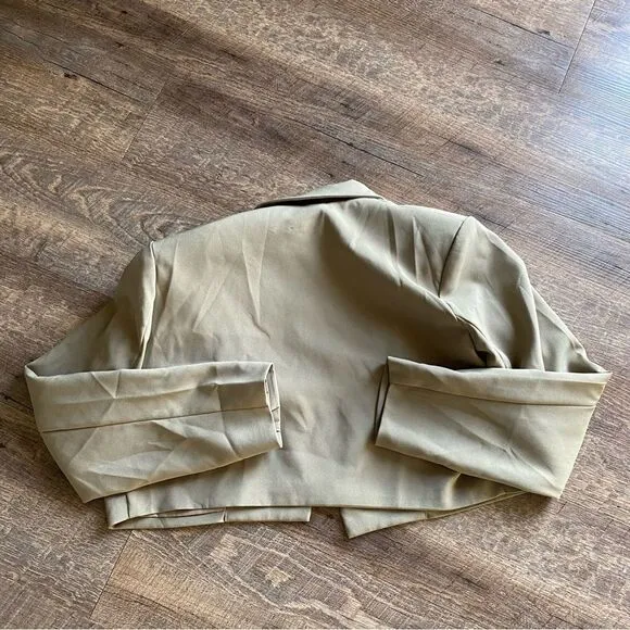 Nasty Gal Cropped Jacket Taupe Brown NEW Minimalist US 4