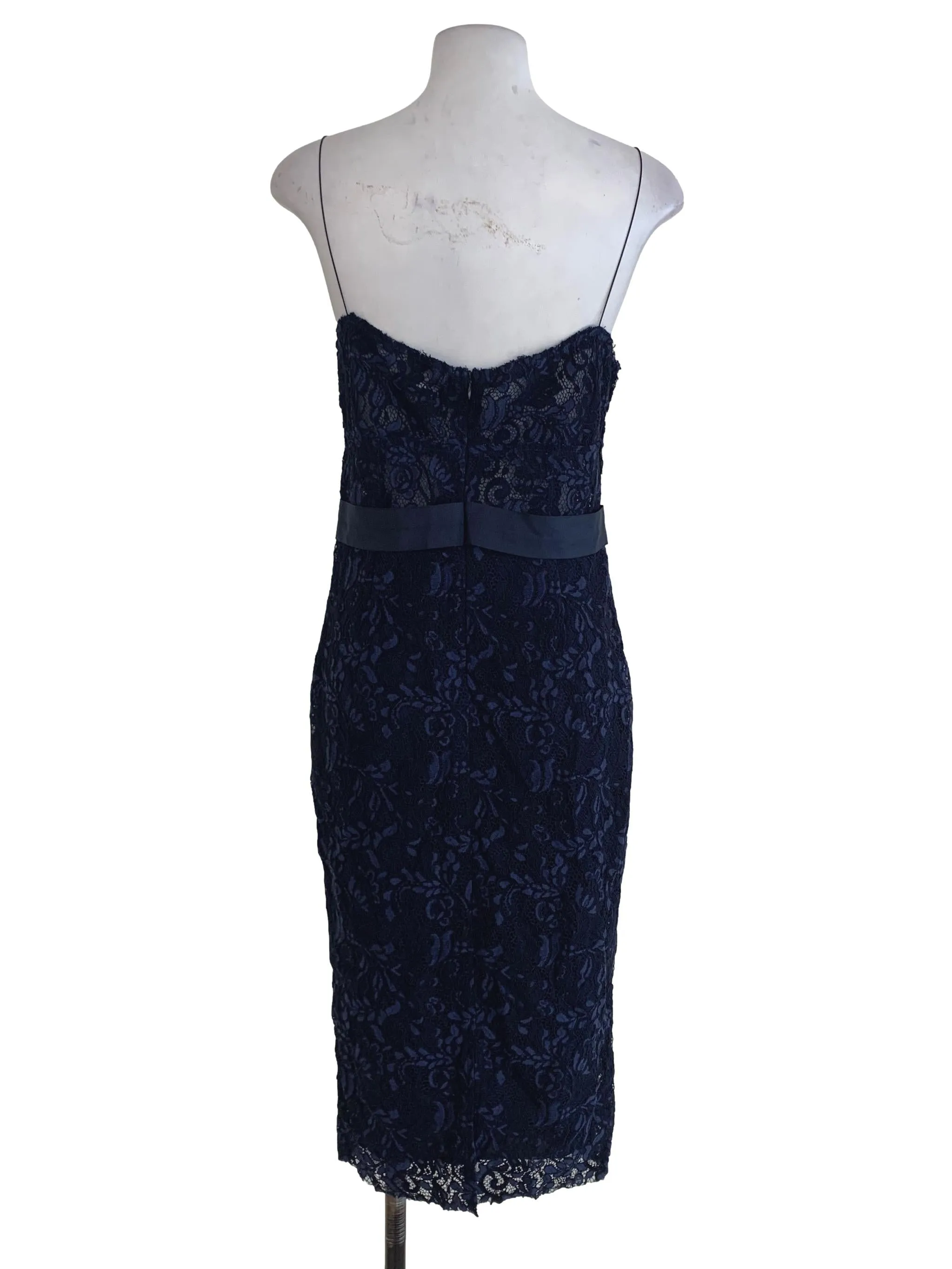 Navy Blue Lace A-Line Dress